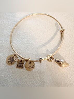 Alex and Ani "Zest for Life" Charm Expandable Bangle Bracelet - Gold tone